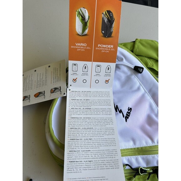 NWT ABS Snowmobile 22 Zip-off Bag For Base Unit Backpack White And Green - Picture 9 of 11